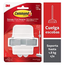 Command 3M Gancho Sujetaescobas, Blanco (Modelo 17007ES)