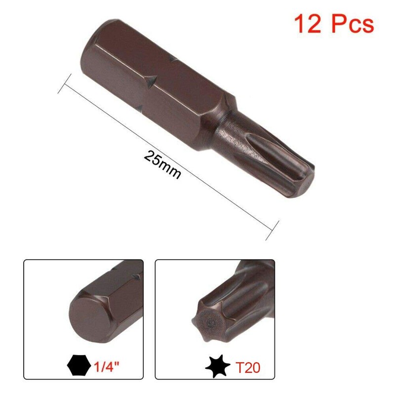 SUPERTOOL Torx Screwdriver Bits 25mm Hex Shank Magnetic Screwdriver Bits