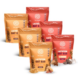 Oat Mama Lactation Bars Variety Pack | Peanut Butter Chocolate Chip & Chocolate Almond Coconut | Essential Breastfeeding Snacks with Oats, Flaxseed & Brewer’s Yeast | Milkflow Lactation Support
