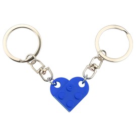 Jagowa Matching Brick Keychain Heart Key Ring Set for Couples Friendship Valentine's Day Gifts for Girlfriend Boyfriend (Blue)