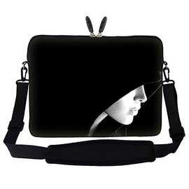 Meffort Inc 17 17.3 inch Neoprene Laptop Sleeve Bag Carrying Case with Hidden Handle and Adjustable Shoulder Strap - Lady in Hood