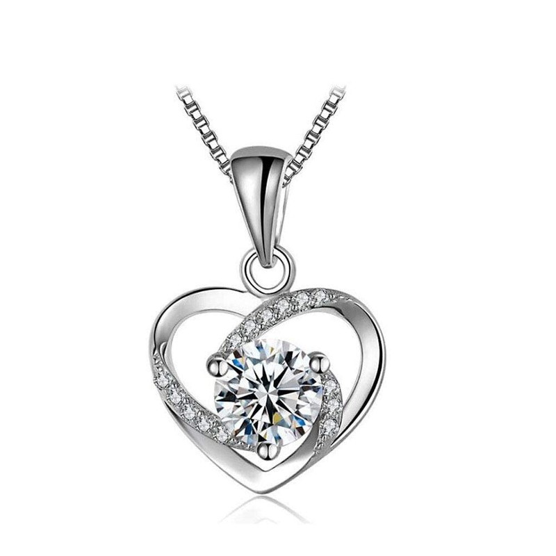 SEEKVER Collar de Plata de Ley 925 con corazón Infinito