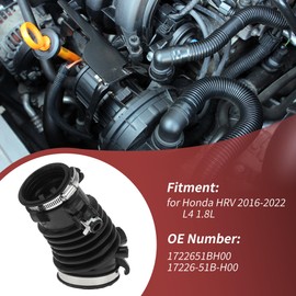 INFINAUTO Engine Air Intake Hose Tube for Honda HR-V 2016 2017 2018 2019 2020 2021 2022 L4 1.8L Rubber Air Intake Tube Pipe with Clamps No.1722651BH00/17226-51B-H00 1 Pc