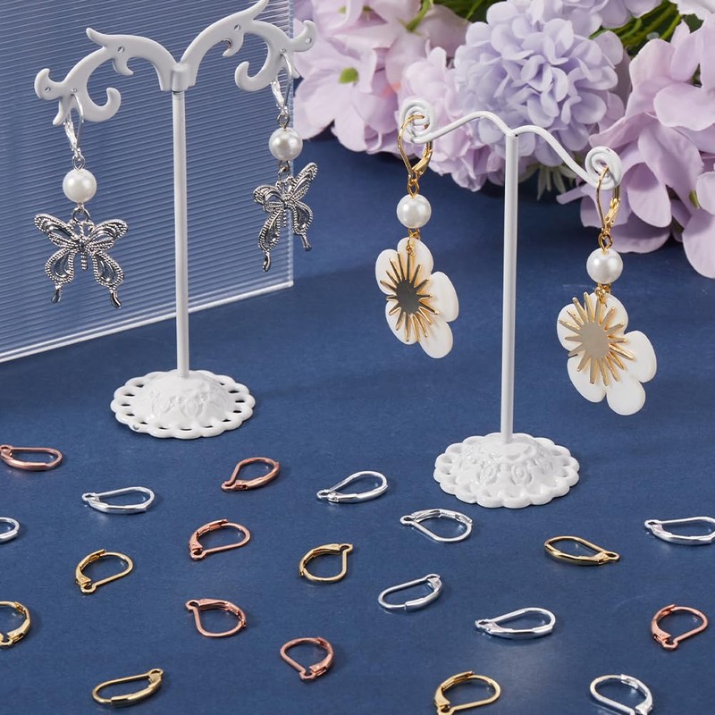 Beebeecraft 1 Box 60Pcs Leverback French Earring Hooks 24K Gold