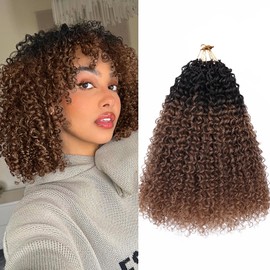 Beverlee kinky crochet hair 8 Inch Crochet Hair Curly 8 Packs Micro Twist Kinky Curly Crochet Hair Yanky Twist Crochet Hair Synthetic Wavy Pre Looped Crochet Hair for Black Women