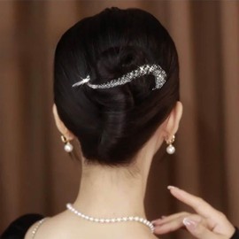 Jugielu Large Rhinestone Hair Clips Black Cz Hair Barrette Clip Crystal Banana Hair Clip Cz Hair Clip Hairpin French Style Twist Hair Barrette Decorative Hair Accessories Jewelry for Women(Black)