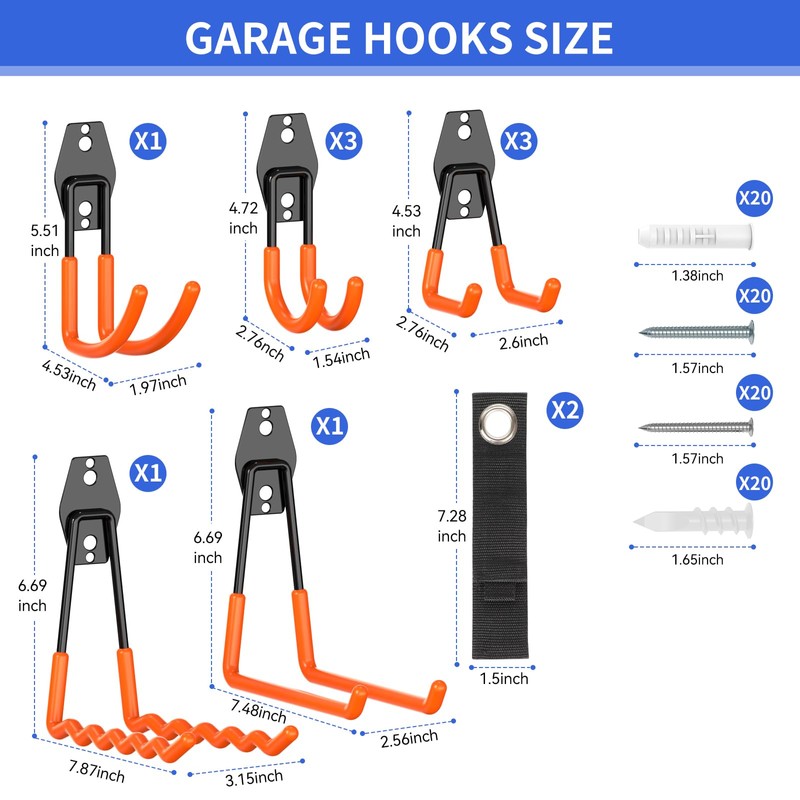 Veferdo Heavy Duty Garage Hooks 11 Pack, Garage Storage Hooks
