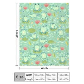 Cute Cartoon Frog Pattern Blanket Flannel Throw Blankets Soft Plush Fleece Blanket for Bed Sofa Couch Adults Kids 40"x50"