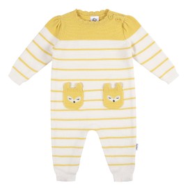 Gerber Baby Girls' Sweater Knit Romper Jumpsuit, Yellow Fox, 24 Months