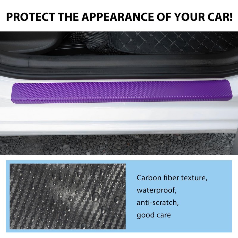 NYTKL 4 PCS Car Door Sill Protector, Carbon Fiber Auto