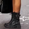 ElegaStep Women Harness Motorcycle Biker Boots Steampunk Combat Boots Chunky