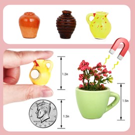 Mini Ceramic Vase Fridge Magnets, Cute Vase Refrigerator Magnets, Tiny 3D Plant Ceramic for Refrigerator, Cute DIY Plants Decor Accessories, Fridge Kitchen Office Decoration
