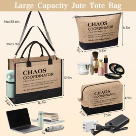 Thank You Gifts Jute Tote Bag for Women, Beige