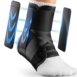 Tobillera Delgada Y Ajustada, Unisex, Con Diseño De Cordones Rápidos Y Dos Almohadillas Automoldeantes Para Estabilidad Del Tobillo, Adecuada Para Correr, Deportes Y Otras Actividades (Negro - Talla M (Tobillo: 30-33 cm))