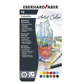 Eberhard Faber 516013 - Aquarellstifte Artist Color, 12 bunte Aquarellfarben im Metalletui
