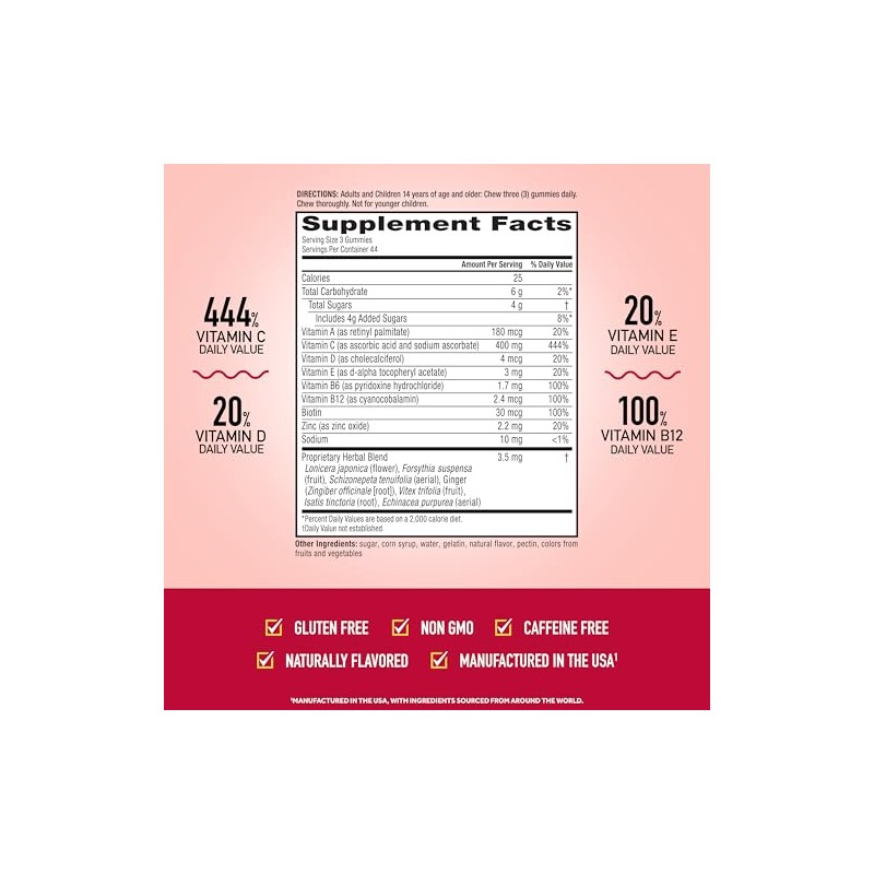 Airborne Immune Essentials Gummies, Orchard Fruit, 132ct | 400mg Vitamin