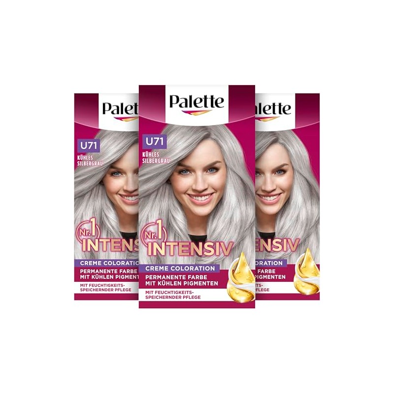 Palette Intensive Cream Colouration U71 Cool Silver Grey (3 x