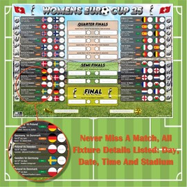 Pick A Lane Womens Euro Cup 2025 football schedule Wallchart poster (A2) and Sweepstake Kit