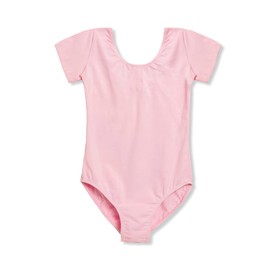 ROYAL SMEELA Girls' ballet leotard short sleeve ballet suit for children ballet body dance body leotard for girls sports body ballet leotard black ballet dance jersey ballet suit children, pink