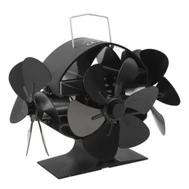 Wood Stove Fan Heat Powered, Non Electric 3 Heads 18 Blade Aluminum 270 Degree Blowing Fireplace Fans, Silent Thermal Tools for Home Wood Burning Stove Accessories