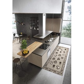 HomeLife Non-Slip Kitchen Rug Made in Italy | Modern Colourful Rug Shabby Chic Heart Style | Washable Rug 55X80 Slate