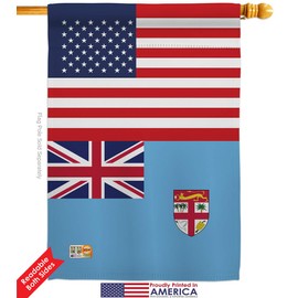 Nationality Fiji US Friendship Garden House Flags Kit Regional Nation International World Country Particular Area Small Decorative Gift Yard Banner Double-Sided Made in USA 28 X 40