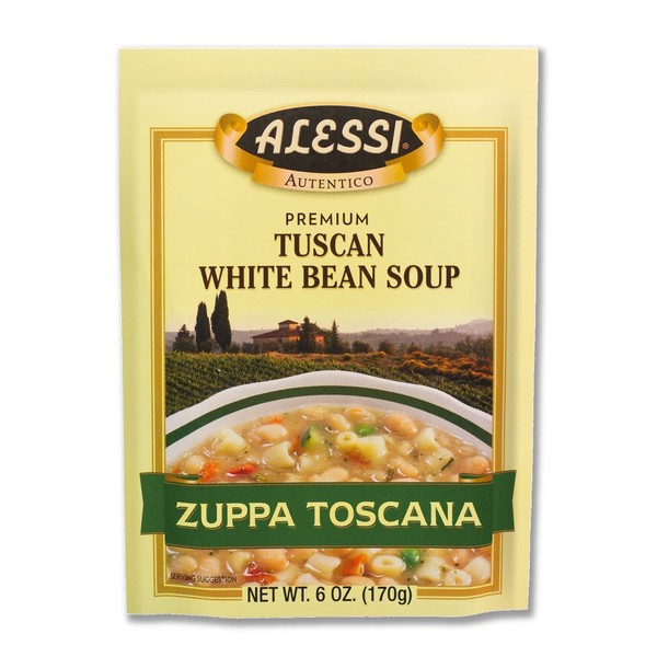Alessi Autentico Premium Soups, Traditional Flavors, 6oz (Tuscan White Bean, Pack of 6)