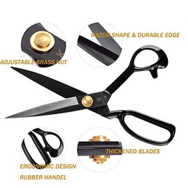 Sewing Scissors, 10 Inch Fabric Dressmaking Scissors Upholstery Office Shears for Tailors Dressmakers, Best for Cutting Fabric Leather Paper Raw Materials Heavy Duty High Carbon Steel(Right-Handed)