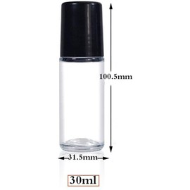 YuanHolumid 2Pcs Black 30ml Clear Empty Glass Essential Oil Roller Bottles Vials Containers Refillable Roll-on Bottles, Refillable Cosmetic Containers Refillable Containers Tools and Accessories