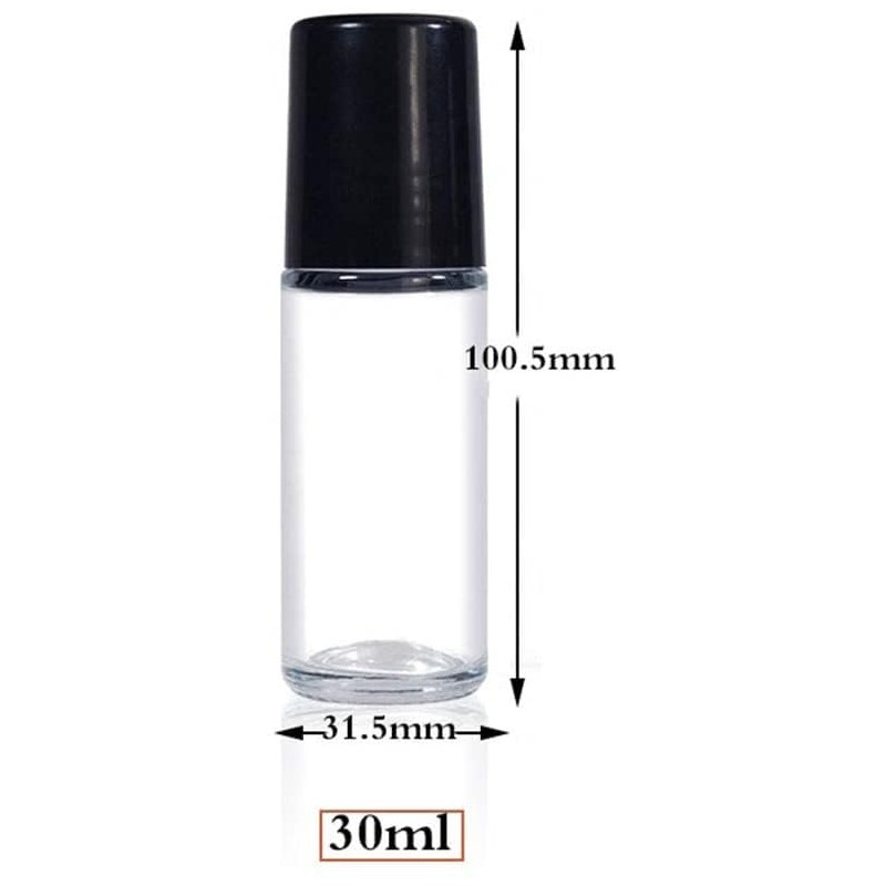 YuanHolumid 2Pcs Black 30ml Clear Empty Glass Essential Oil Roller