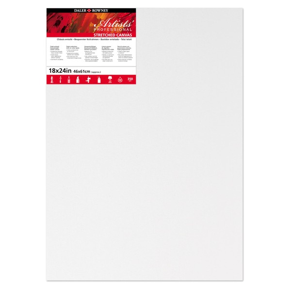 Daler-Rowney Artists' Standard Canvas, Medium Grain, 350 gsm, 20mm frame,