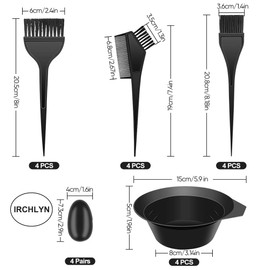 IRCHLYN Hair Dye Brush and Bowl Set Hair Dye Kit Hair Tint Dying Coloring Tool Hair Dye Comb with Ears Covers Hairdressing Clips and Hair Dye for Salon and Personal DIY (78 Pieces)
