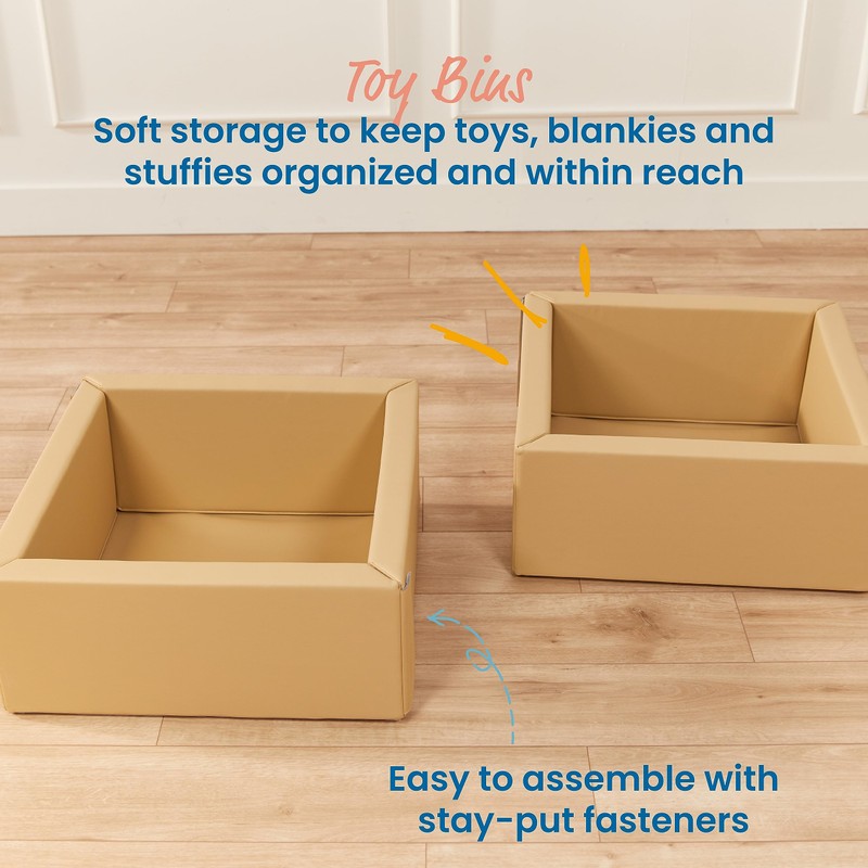 ECR4Kids SoftZone Play Patch Toy Bins, Beginner Playset, Sand, 2-Pack