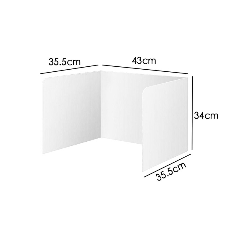 8-Pack Foldable Three-Sided Privacy Protection Board White Plastic Desk Divider
