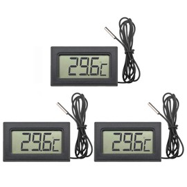 VOKTTA Digital LCD Thermometer -50°C ~ +110°C Temperature Monitor with 1M NTC Probe for Refrigerator, Freezer, Fridge, Aquarium, 3 Pack
