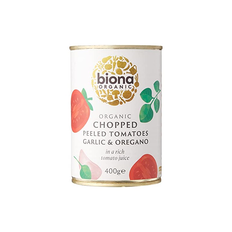 BIONA Organic Chopped Tomatoes with Garlic & Oregano 400g (PACK