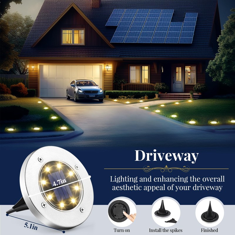 SOLPEX Solar Ground Lights, 12 Pack Solar Lights Outdoor Waterproof,