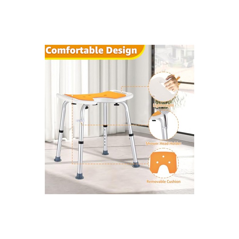 U-shaped Shower Stool to Sit on in Shower, Adjustable Height