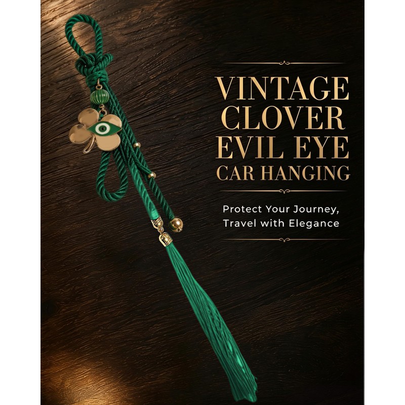 Four-Leaf Clover Car Rear View Mirror Pendant, Evil Eye Car