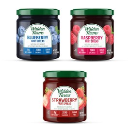Walden Farms Fruit Spread Variety Pack Blueberry, Raspberry & Strawberry Fruit Flavors – Zero Calorie, Low Carb, Keto-Friendly, Vegan, Sugar-Free – 3-Pack, 12 oz Bottles