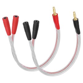 XMSJSIY 4mm Bananenstecker Stecker zu doppelter Buchse Splitter 1 bis 2 Audio-Verlängerungskabel 14AWG HIFI-Lautsprecherkabel mit 4mm Bananenstecker vergoldeter Stecker Lautsprecherdraht - 1Pair