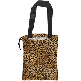 KXWQTRDD Car Trash Bag Brown Leopard Leak-Proof Waterproof Car Garbage Bag with Drawstring Foldable Canvas Trash Bin with Adjustable Buckle for Car Accessories, Travelling, Camping