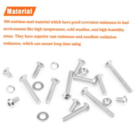 HELIFOUNER 370 Pieces M4 x 6mm /8mm /12mm /16mm /20mm /25mm /30mm, Button Head Socket Cap Screws Bolts Washers Nuts Kit, 304 Stainless Steel