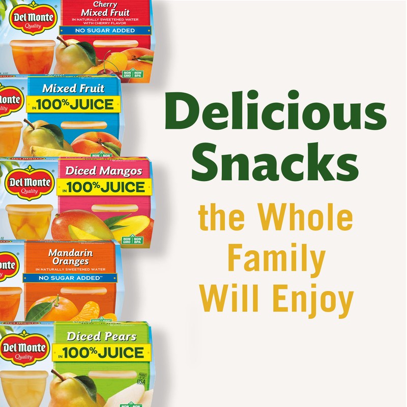 DEL MONTE Diced Peaches FRUIT CUP Snacks in 100% Fruit