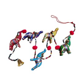 Colgante de cinco elefantes tradicionales indios para colgar en la puerta, para colgar en la pared, decorativo para colgar