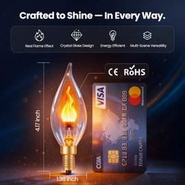 Vicstone Flame Light Bulbs E12 Candelabra, Realistic Flickering LED Fire Light Bulb, Flicker Bulb for Lantern Lamp Chandelier, Halloween Christmas Holiday Indoor Outdoor Porch Patio Decorations，6