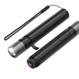 EXQSERAMC Portable Bright Flashlight 500 lumens, 150m Throw,USB C 5v Charge ，with Lighter Alarm, Lightweight Rechargeable Travel Torch for Walking Camping Emergency (Black)