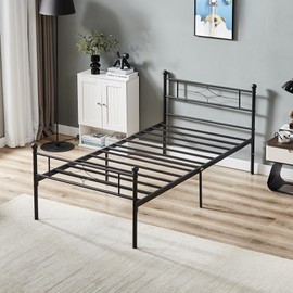 Nelaukoko Twin Metal Bed Frame with Headboard and Footboard, Platform Bed Frame Twin Size with Storage Underneath, Strong Metal Slats Support, No Box Spring Needed, Easy Assembly