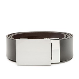 Riemen & Co DTCH.FIT Virgil Leather Belt with Automatic Plate Buckle Closure - No Holes - 3.5 cm Wide, dark brown