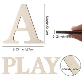 Wooden Letters 8 Inch Large Paintable Wooden Letter for Wall Décor, Thick Wood Alphabet Letters A for DIY Crafts Unfinished Wood Cutout Sign for Nursery Birthday Wedding Party Home Decoration